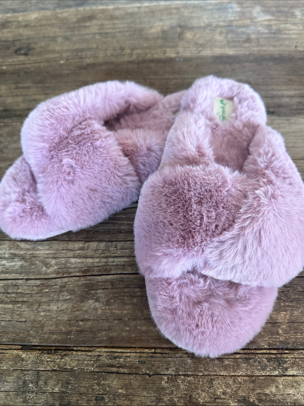 Honeydew Intimates Plush Cross-Band Kids Slippers - Light Pink